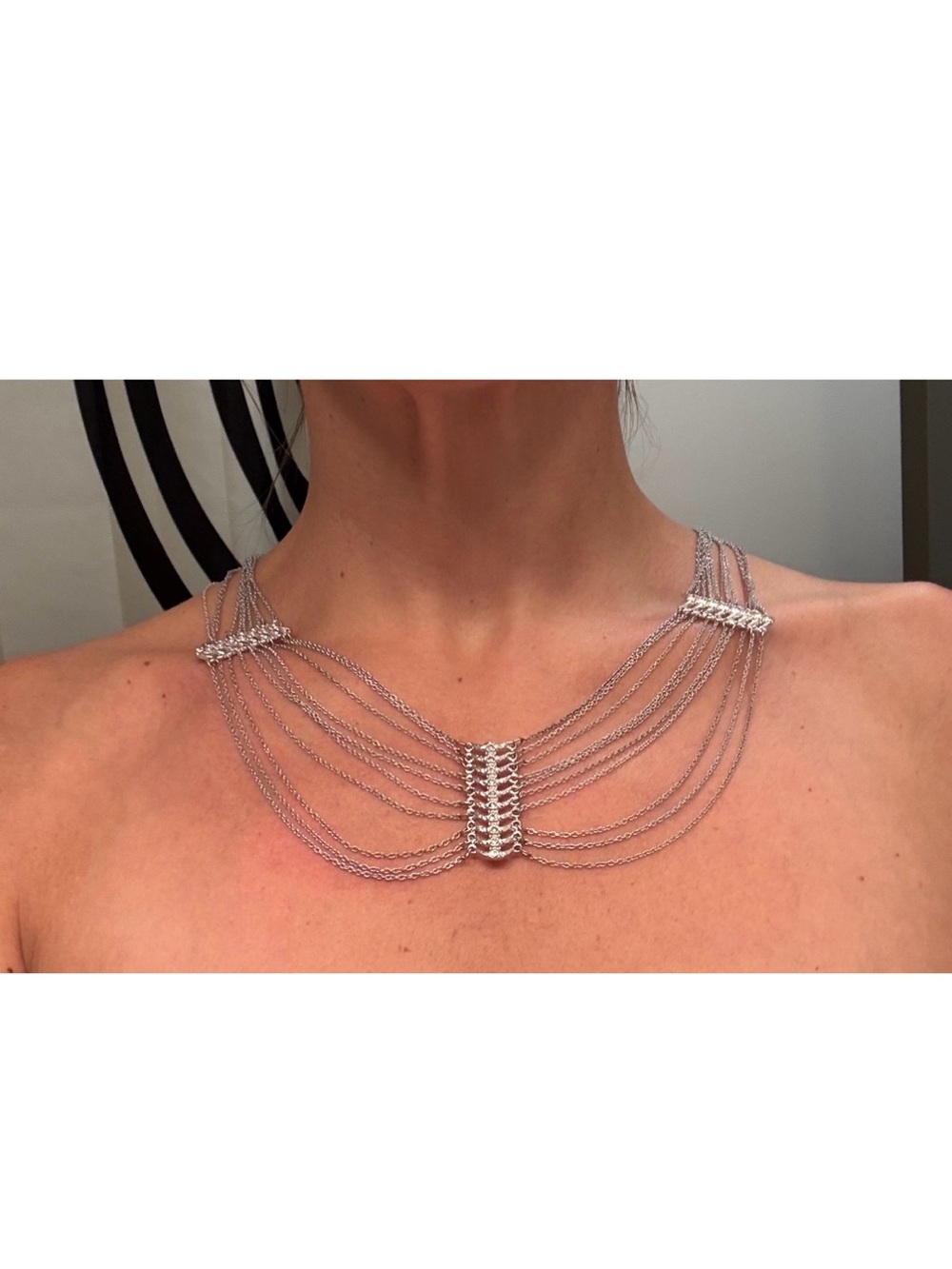 Silver Multi-Strand Statement Necklace - Picture 2 of 3